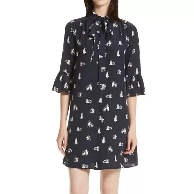 Kate Spade New York Siberian Husky Dog Shirt Dress BNWOT XS/2 Flutter Sleeves • $80