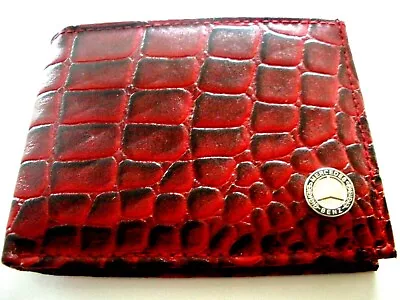 Mercedes Benz Faux Alligator Brown Leather Bi Fold  Wallet(Hand Stitched • $17.99