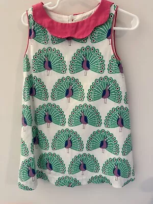 Mini Boden Toddler Girls Peacock Dress Peter Pan Collar  2 - 3T • $29.99