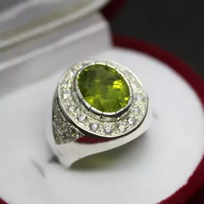 Natural Unheated And Untreated Natural Inclusion Peridot Green Stone Ring • £159.14