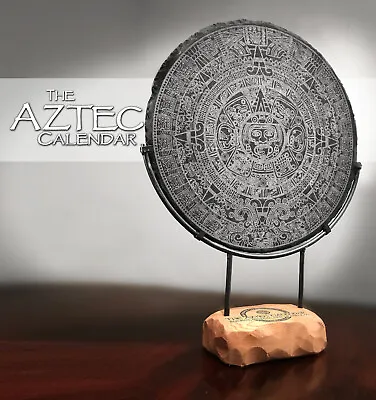 Aztec Calendar 12x12 Mexico Ancient Maya LARGE Engraved On Black Stone Slate • $117