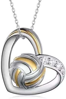 Volleyball Necklace 925 Sterling Silver Heart Sports Lovers Pendant Jewelry Gift • $111.95