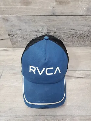 RVCA Heather Blue Black Trucker Mesh Back Logo Snapback Snap Adjustable Hat Cap • $9.95