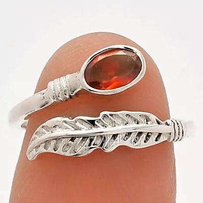 Adjustable Feather - Mandarin Citrine 925 Silver Ring S.7.5 Jewelry R-1496 • $7.99