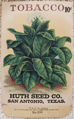 Mint Unused 1918 Tobacco Seed Packet Huth Seed Co. San Antonio Texas • £14.24