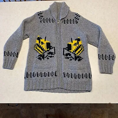 Vintage 1950's Mary Maxim Crawler Tractor Cardigan Sweater • $200