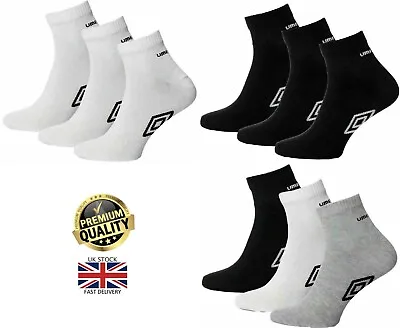 New Men's 6 Pair Pack Umbro Official Cotton Rich Sports Trainer Liner Socks 6-11 • £9.99
