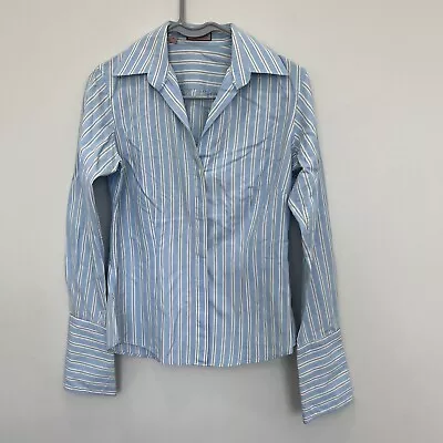 Thomas Pink Women’s  Size 8 Cotton Button Down Shirt Blue Striped • $11