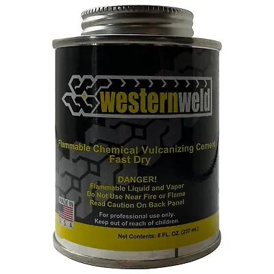 Western Weld All Purpose Tire Repair Vulcanizing Cement Brush Top Can 8 Oz - USA • $13.75