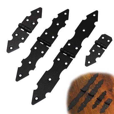 £3.49 • Buy Backflap Strap Hinges Heavy Duty Zinc Plated Tee Door Gate Box Shed Pair BLACK
