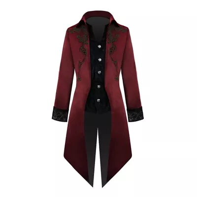 Men's Vampire Gothic Tailcoat Long Suit Tuxedo Victorian Frock Coat Shawl Collar • $78.73