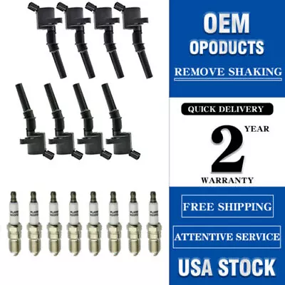 For Ford F150 Lincoln 4.6L 5.4L V8 8x Spark Plugs & 8 Pack Ignition Coils DG508 • $50.99