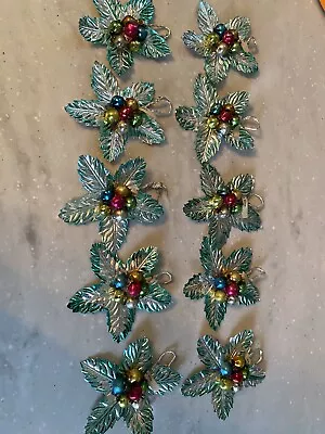 Vintage Foil Mercury Glass Flower Ornaments 10 • $22.21