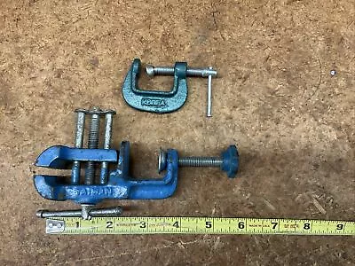 Vintage Minitature Clamp On Workbench Vise Taiwan & C Clamp • $4.99