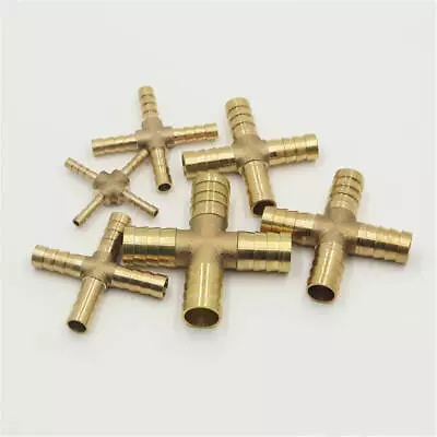 £2.87 • Buy Brass Cross 4 Way Hose Joiner Barb Splitter Connector Air Fuel Water Pipe Gas