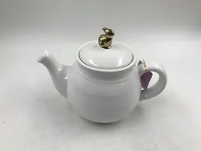 Happy Easter Ceramic 7.5in Gold Bunny Teapot DD01B34007 • $26.64