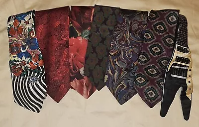 Lot 4 Vintage Designer Ties Novelty Floral Gibson Guitar Italian Silk Gitano  • $9.79