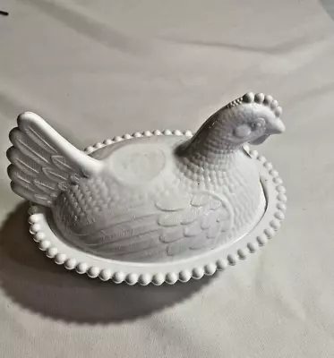 Indiana Glass Milk Glass Hen On Nest Vintage Dish With Cover Small Chips • $19.85