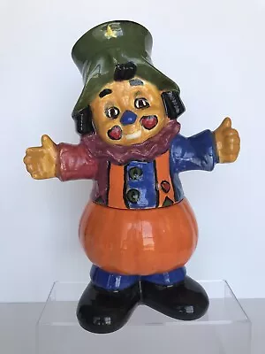 Vintage Ceramic Clown Fall Halloween Pumpkin Bottom Candy Cookie Jar Handpainted • $44.99