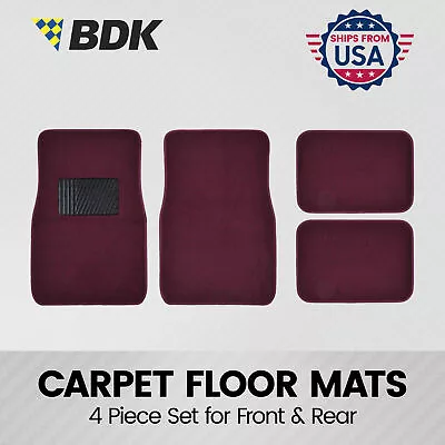 Carpet Auto Floor Mats W/ Heelpad Red 4 Pieces Front & Rear Fits Volvo Models • $19.99