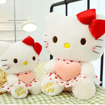 Sanrio Anime Hello Kitty Heart-Shaped Cute Plush Toys Sleeping Pillow Soft Dolls • $28.20