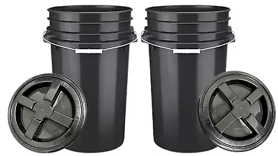 7 Gallon Food Grade Bucket Pail BPA Free Black With Screw On Lids (Pack Of 2) • $64.97