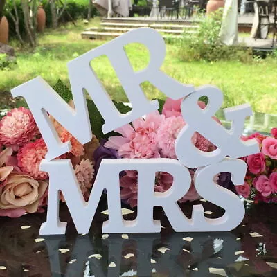 Mr And Mrs Wedding Wooden Sign Wood Letters Decor Table Top Standing Party Props • $9.48