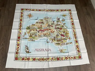 Vintage Large  Linen  Australian Map Tablecloth -Wall Hanging - Never Been Used • £19.99