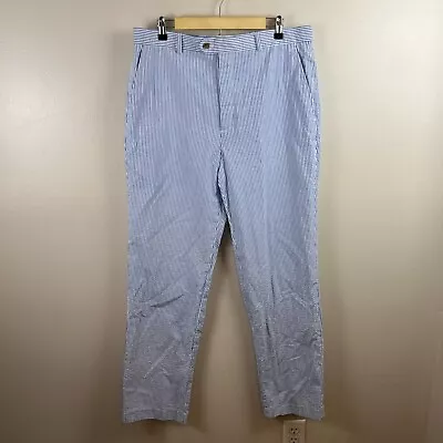Stafford Seersucker Pants Mens Size 36x34 Classic Fit Preppy Stripes Blue • $34.99