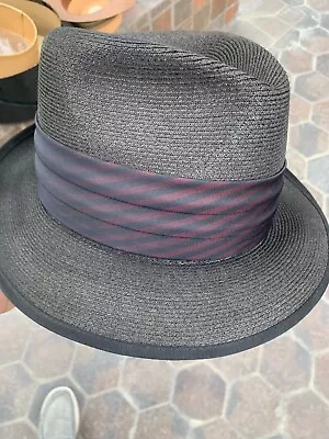 Vintage Black Wormser Imperial Straw Fedora Dead Stock 7 1/4 • $59