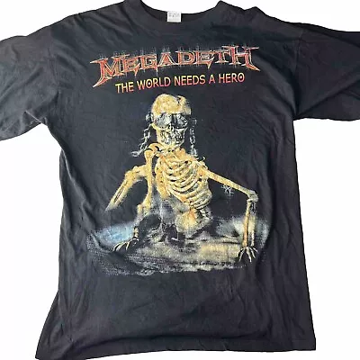 Vintage T-Shirt  Med MEGADETH The World Needs A Hero Heavy Metal Rap Y2k Slayer • $140