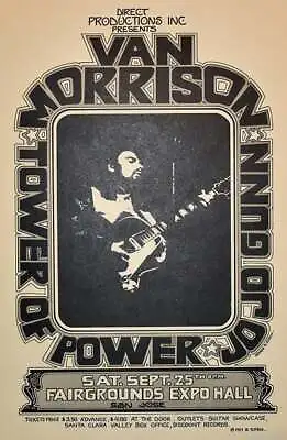 Van Morrison Concert Poster Tower Of Power San Jose 1972 Randy Tuten Signed • $455