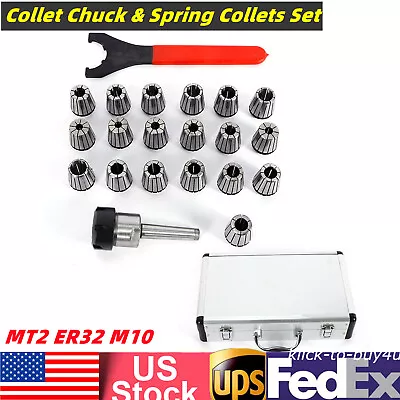 MT2 ER32 M10 Collet Chuck Morse Taper & Shank Spring Collets CNC Millling Set • $70