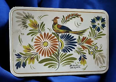 Vintage Massilly France Hinged Lid Rectangle Tin Box Quimper HB Henriot Floral • $9.99