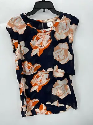 Cabi Womens Size XS Orange Floral Sleeveless Tank Top • $16