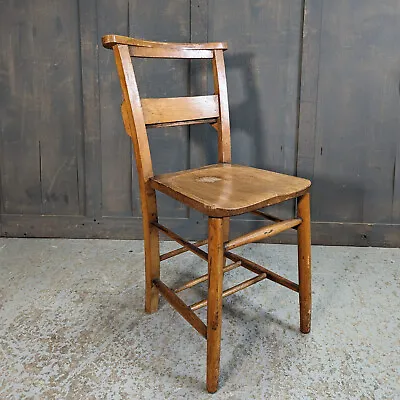 Classic 1930’s Vintage Elm & Beech Church Chapel Chairs From Northop Hall • £66