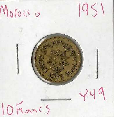 Coin Morocco (French Protectorate) 10 Francs 1951 Y49 • $1.39