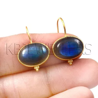 Natural Labradorite Gold Earring Solid 14k Gold Earring Handmade Gold Earring • $176