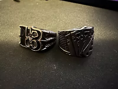 Set Of 2 Men’s Rings “13” And Royal Flush Black And Silver Sizes 9 And 10 • $16.99