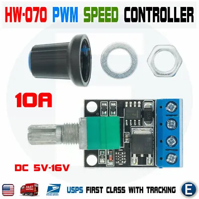 DC 5V-16V 10A PWM Motor Speed Variable Regulator Controller Switch 5V 9V 12V 16V • $3.70