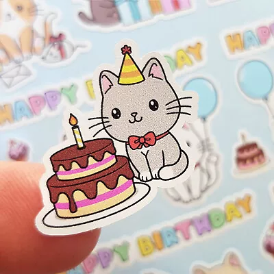 Birthday Cats Planner Stickers Happy Birthday Banner Cupcake Calendar Diary • £2.75