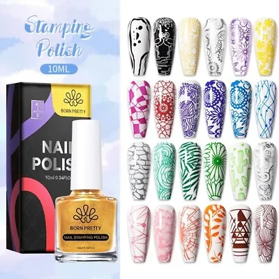 Stamping Nail Polish 25 Colours Varnish For Stamp Plate Born Pretty Air Dry UK • £4.25