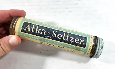 Vintage Alka-Seltzer Tablets Glass Jar & Metal Lid Health & Pharmacy Advertising • $19.95