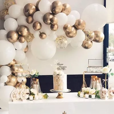 Balloon Garland Arch Kit-144 Pcs White And Gold Balloons-Wedding Birthday Party • $8.49