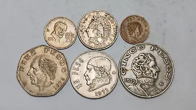 Lot Of 6x Coins Of Mexico 1969-1974 - 5 Centavos To 10 Pesos - Partial Type Set • $6.25