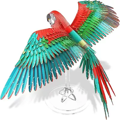 3D Puzzles Metal Scarlet Macaw Model Handmade Parrot Building Toys Gift • £19.19