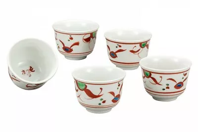 Kutani Yaki Ware Japanese Green Tea Cup Kumidashi Set Aka-e Twin Pigeon Japan • $329.21