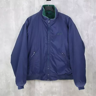 Eddie Bauer Windfoil Jacket Men's Large Vintage Fleece Lined Full Zip Blue USA • $24.99