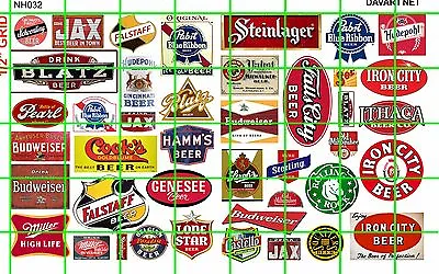 NH032 DAVE'S DECALS 1/2 Set N SCALE ASSORTED BEER ADVERTISING SET SEVERAL BRANDS • $4.94