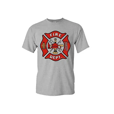 Fire Department Red Volunteer Emblem Patriotic USA T-Shirt (ALL Colors) • $19.99